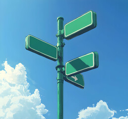 Directional Signs Under a Summer Sky: A Choice of Paths