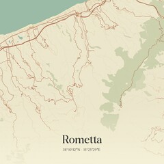 Fototapeta premium Vintage map of Rometta, Italy.