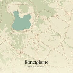 Fototapeta premium Vintage map of Ronciglione, Italy.