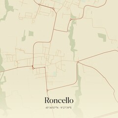 Obraz premium Vintage map of Roncello, Italy.