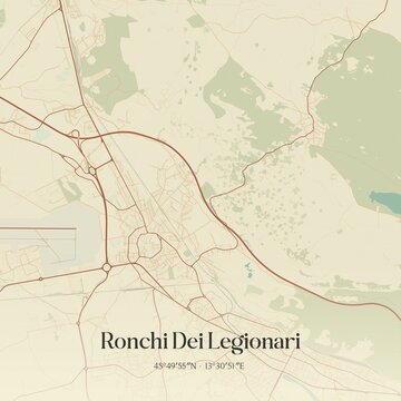 Vintage map of Ronchi Dei Legionari, Italy.