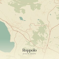 Fototapeta premium Vintage map of Roppolo, Italy.