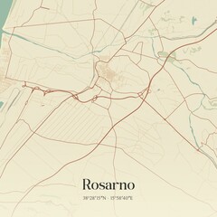 Vintage map of Rosarno, Italy.