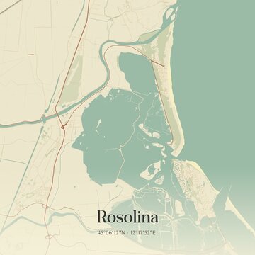 Vintage map of Rosolina, Italy.