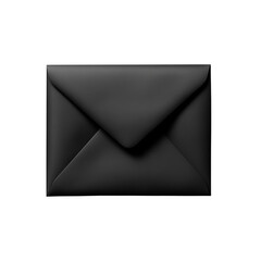 A sleek, black envelope with a pointed flap, conveying elegance and a sense of mystery, Isolated on white background.