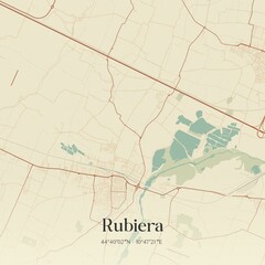 Vintage map of Rubiera, Italy.