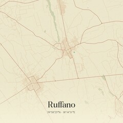 Fototapeta premium Vintage map of Ruffano, Italy.
