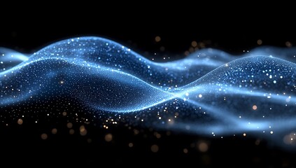 Abstract Blue Wave Particle Digital Art