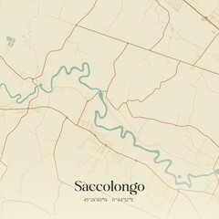 Vintage map of Saccolongo, Italy.