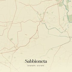 Vintage map of Sabbioneta, Italy.
