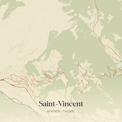 Vintage map of Saint-Vincent, Italy.