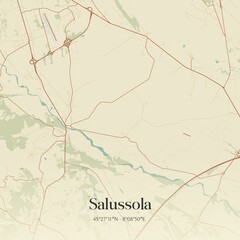 Vintage map of Salussola, Italy.