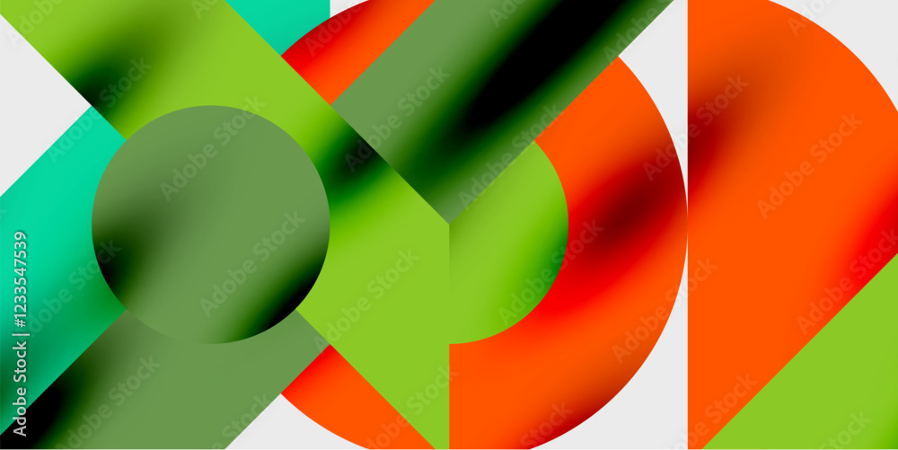 Aufkleber Modern abstract background featuring circles, lines, and triangles in a dynamic geometric composition. Perfect for stylish, tech, or creative-themed designs