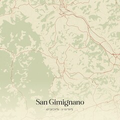Fototapeta premium Vintage map of San Gimignano, Italy.
