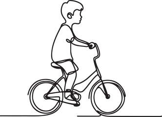 Fototapeta premium Minimalist Line Drawing of Child on Bicycle