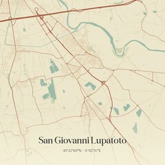 Vintage map of San Giovanni Lupatoto, Italy.