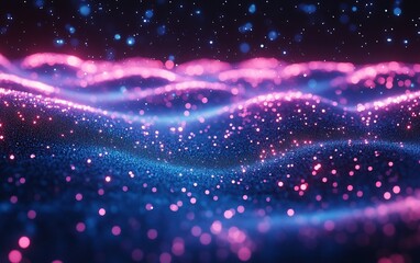 Obraz premium Abstract Glowing Particles: A Symphony of Blue and Pink