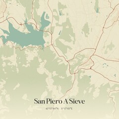 Vintage map of San Piero A Sieve, Italy.