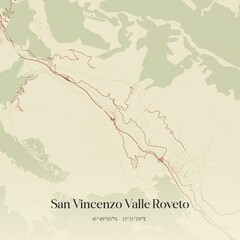 Obraz premium Vintage map of San Vincenzo Valle Roveto, Italy.