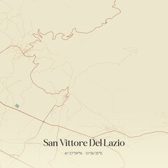 Vintage map of San Vittore Del Lazio, Italy.