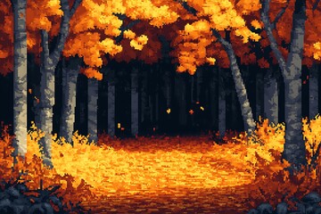 Fototapeta premium a pixel art autumn forest