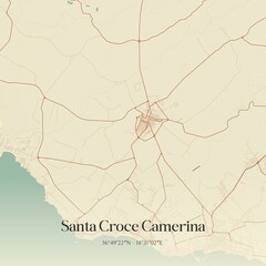 Obraz premium Vintage map of Santa Croce Camerina, Italy.