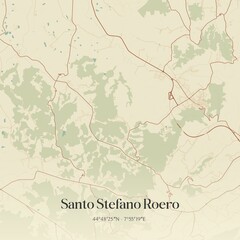 Vintage map of Santo Stefano Roero, Italy.