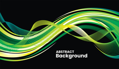 Green wave background design with gradien color vector isolated on black background