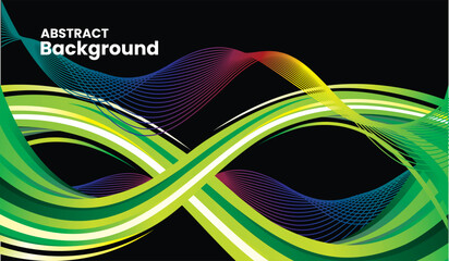Green wave abstract background vector isolated on black background
