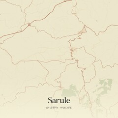 Vintage map of Sarule, Italy.