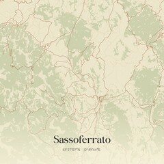 Vintage map of Sassoferrato, Italy.