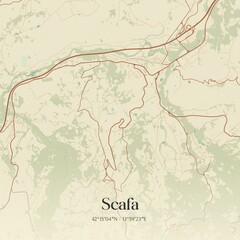 Vintage map of Scafa, Italy.