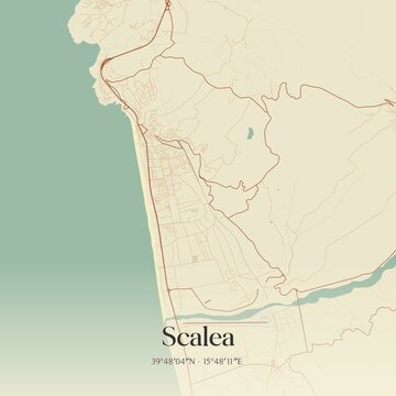 Vintage map of Scalea, Italy.