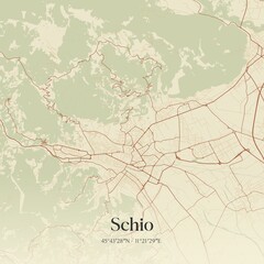 Vintage map of Schio, Italy.