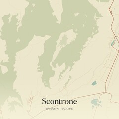 Fototapeta premium Vintage map of Scontrone, Italy.