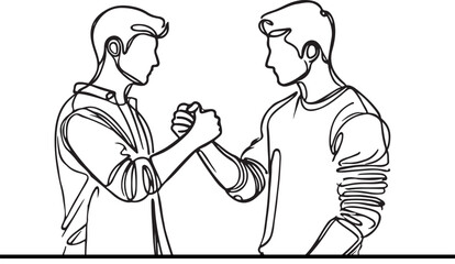 Line Drawing of Two Men Doing a Fist Bump