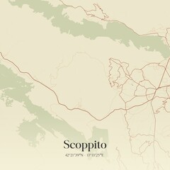 Fototapeta premium Vintage map of Scoppito, Italy.