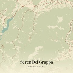Obraz premium Vintage map of Seren Del Grappa, Italy.