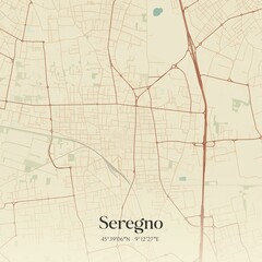 Vintage map of Seregno, Italy.