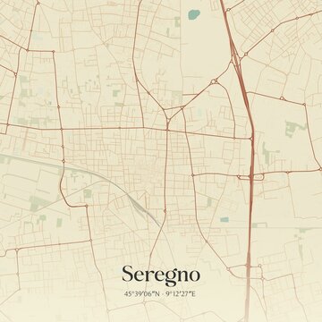 Vintage map of Seregno, Italy.