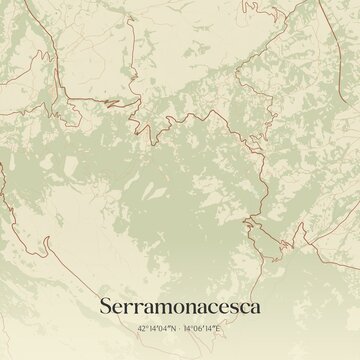 Vintage map of Serramonacesca, Italy.