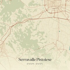 Fototapeta premium Vintage map of Serravalle Pistoiese, Italy.