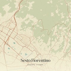 Vintage map of Sesto Fiorentino, Italy.