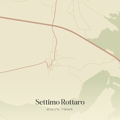 Vintage map of Settimo Rottaro, Italy.