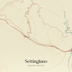 Fototapeta premium Vintage map of Settingiano, Italy.