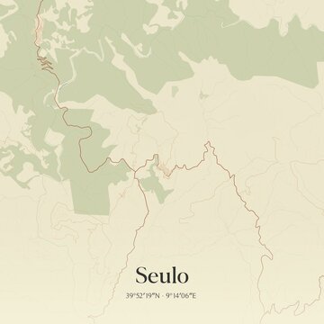 Vintage map of Seulo, Italy.