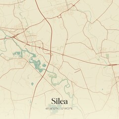 Vintage map of Silea, Italy.