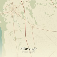 Vintage map of Sillavengo, Italy.