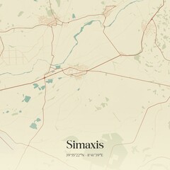 Fototapeta premium Vintage map of Simaxis, Italy.