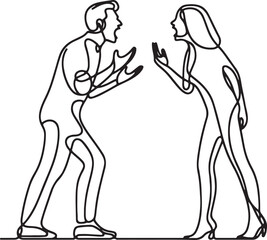 Line Drawing of Couple Arguing and Yelling
